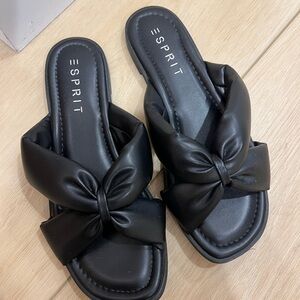Esprit Black Bow Slide Sandals